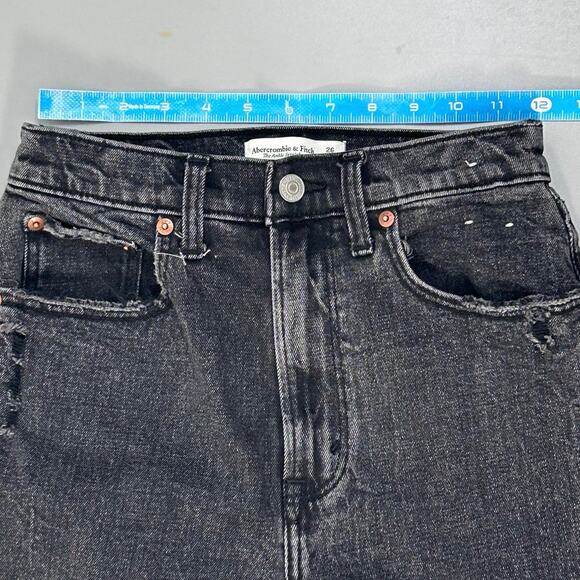 Abercrombie & Fitch 90s Ultra High Rise Ankle Straight Jeans Black Curve Love - Picture 7 of 11